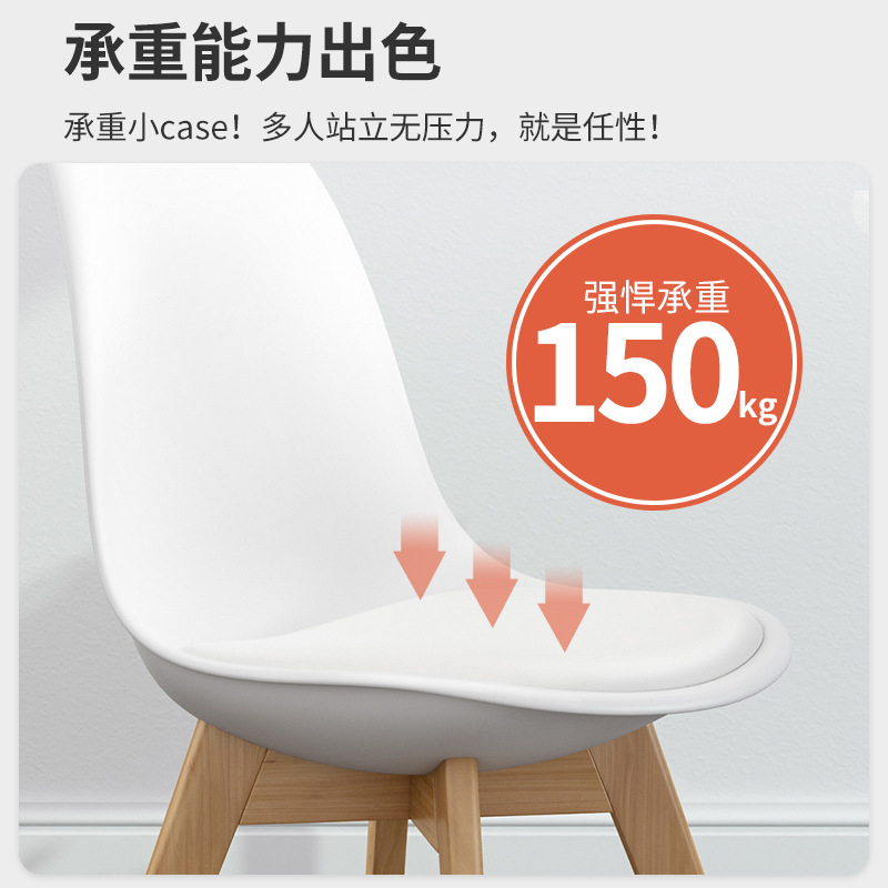 Silla de comedor nórdica hogar respaldo de plástico mesa de comedor y silla de madera maciza Eames silla simple mesa de comedor moderna taburete de comedor
