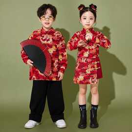 儿童演出服国风套装男女童汉服儿童唐装元旦中式喜庆衣服