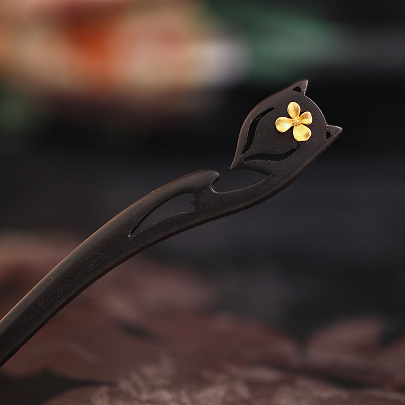 양면 여우 황금꽃 [흑단]