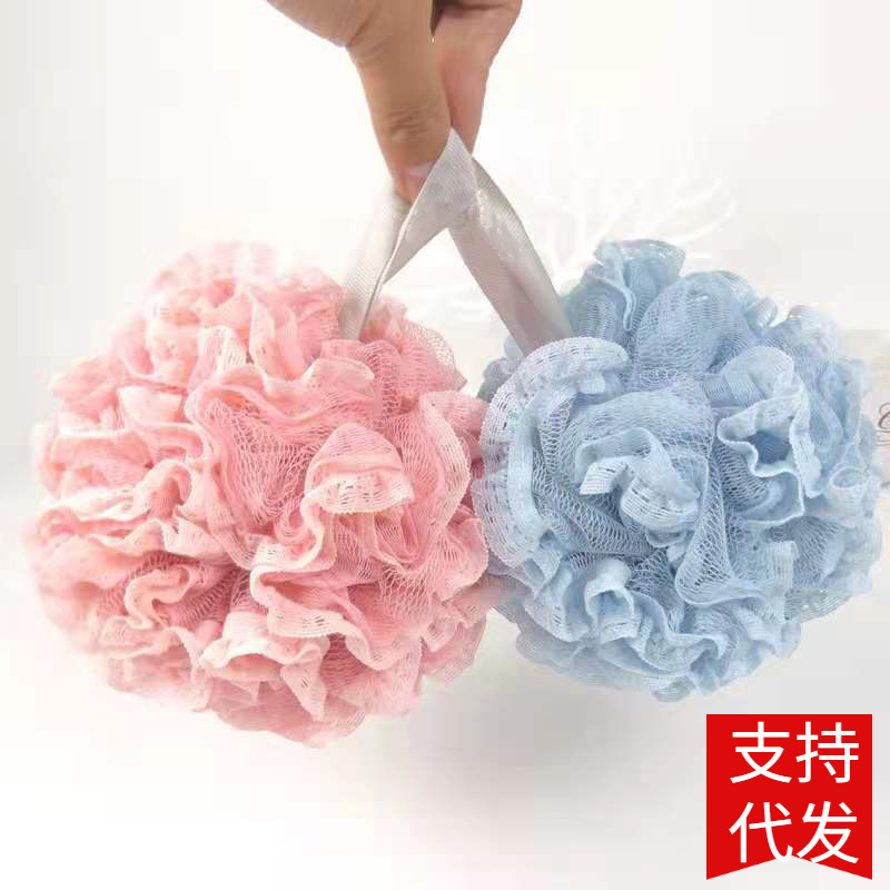 Solid Color Bath Ball Lace Double Layer Soft Drawstring Bath Flower Solid Color Bath Ball Lace Double Layer Soft Drawstring Bath Flower