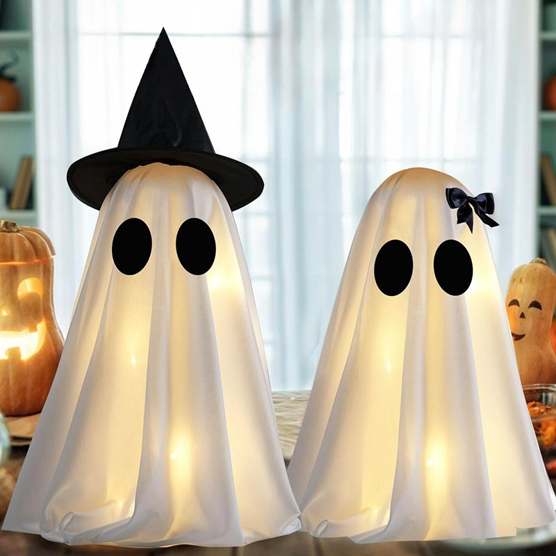 Cross-Border New Halloween Decoration Wizard Hat, Glowing Ghost Desktop Ornaments, Party Event Props, Scene Setup