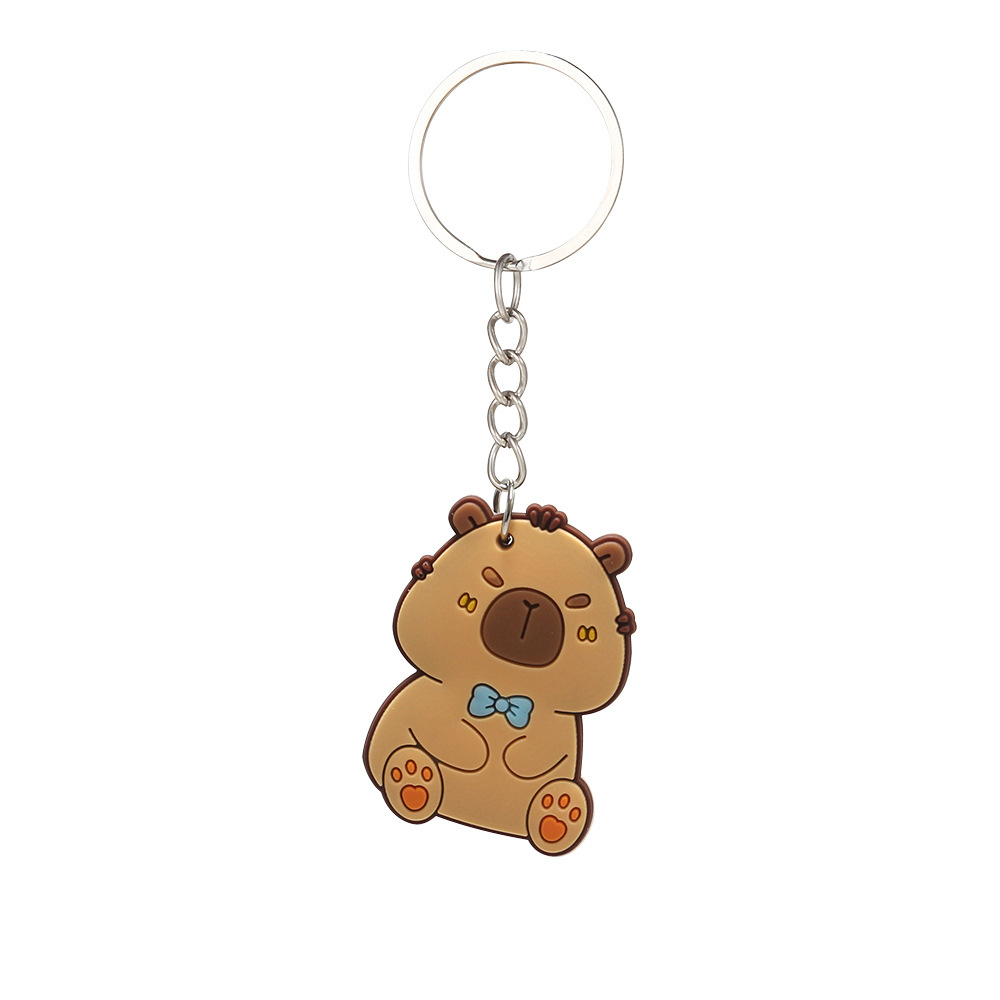 Llavero de capibara transfronterizo, bonito y de dibujos animados para niños, accesorio colgante para coche o bolso, venta al por mayor pequeña