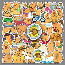 50张水豚贴纸卡皮巴拉可爱卡通动物涂鸦diy滑板手机壳行李箱贴纸