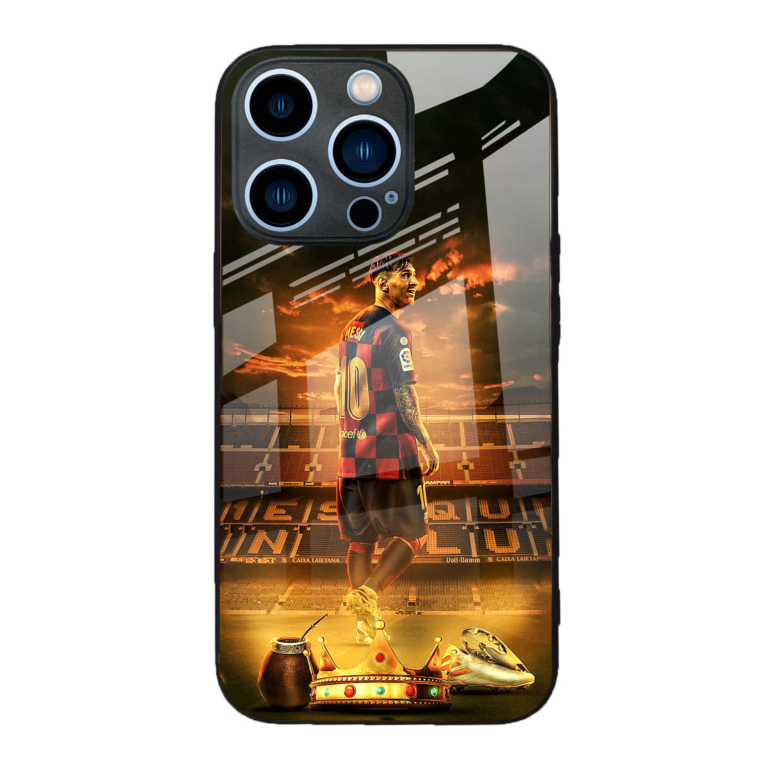 Funda de teléfono de cristal para iPhone 17 Pro Max con diseño de Messi de la Copa Mundial, para fanáticos del fútbol, compatible con iPhone 16 Pro y 13, antihuellas.