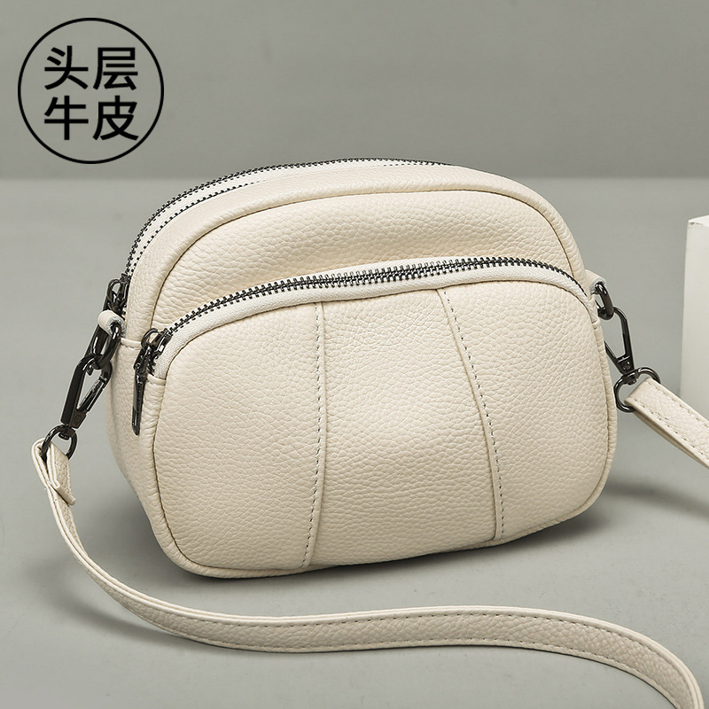 Genuine Cowhide Leather Women's Bag - 3-Layer Small Shoulder Bag 2026 New Fashion Casual Versatile Soft Crossbody Bag - Thumbnail 2