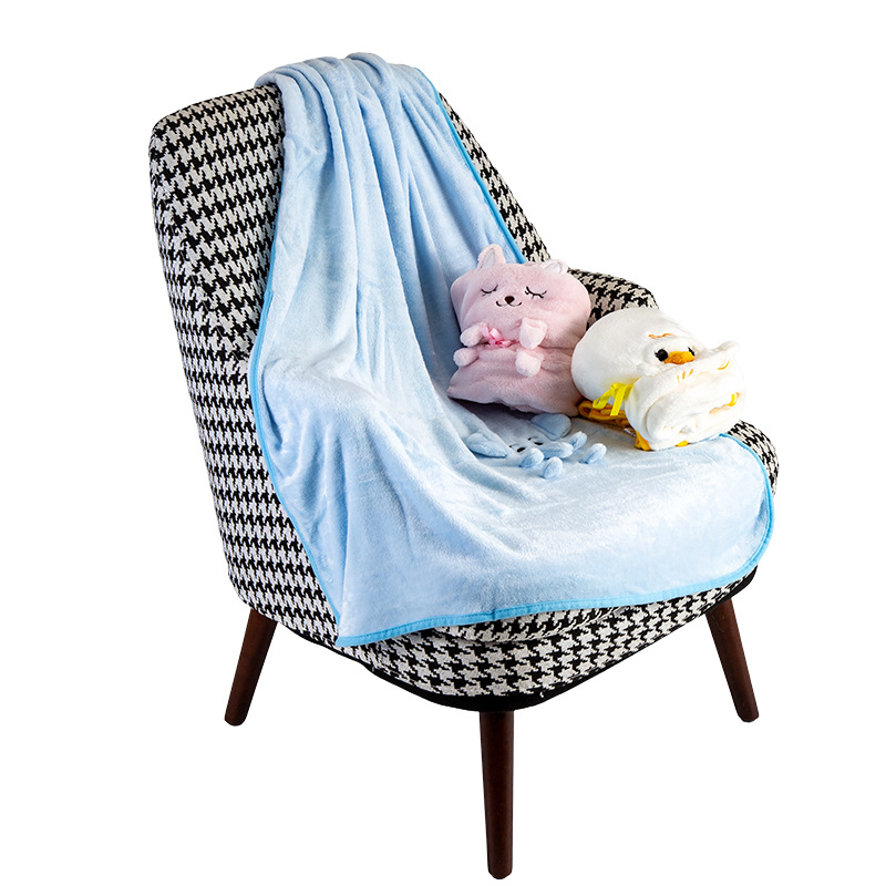 Solid Color Cute Cartoon Coral Fleece Flannel Baby Blanket, Comfortable and Soft Cute Little Blanket
