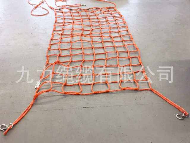 Сетка для подвешивания полипропиленовой нити оранжевого цвета диаметром 12 мм, характеристики 8м×4м с крючком и