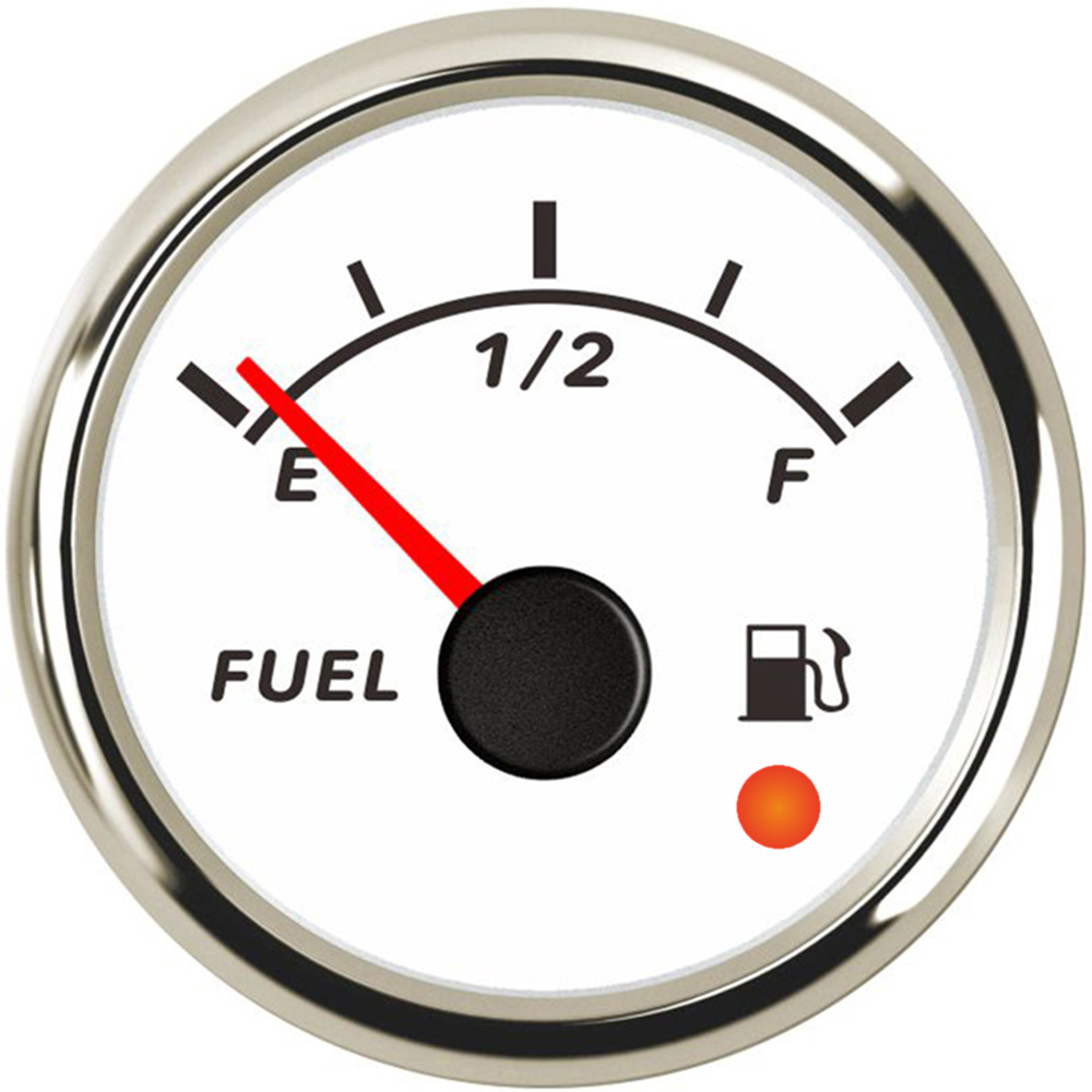Universal 52mm Oil Level Gauge with Alarm Light Universal Fuel Gauge (automobile instrument) - silver-edge-white-background-pointer