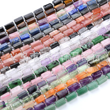 天然石圆柱切角散珠半成品粉晶玛瑙青金圆管隔珠DIY手链饰品配件