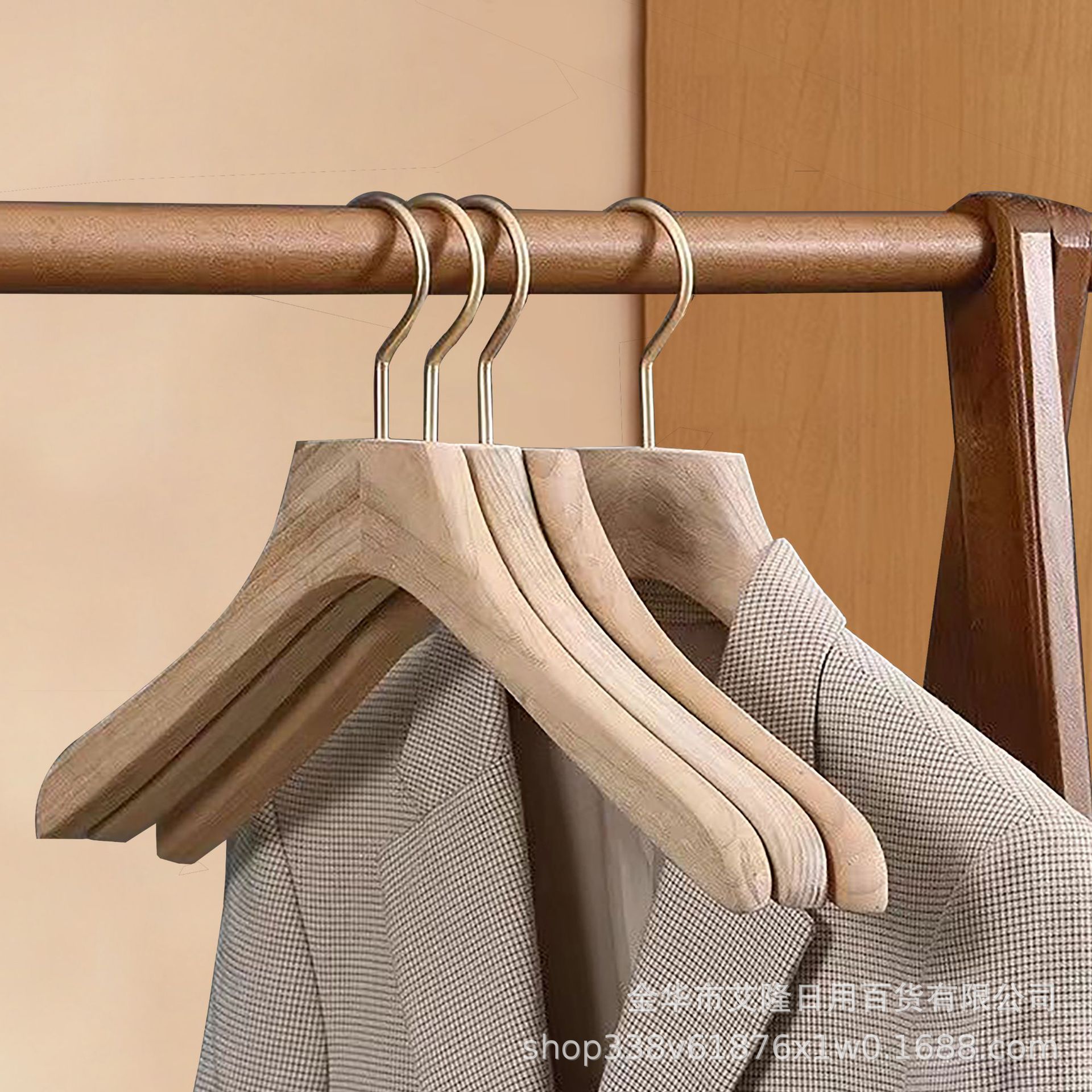 Ropa de madera de alcanfor, soporte, percha de madera, casa, damas, color de madera, hombros anchos, traje sin costuras, ropa de madera, perchero para adultos