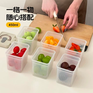 双层水果盒冰箱沥水保鲜盒户外便携食物收纳盒露营野餐透明密封盒