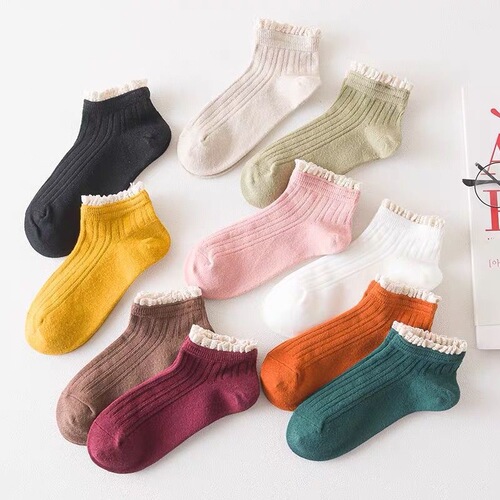 Lace socks women's socks spring and autumn shallow mouth cute Japanese cotton socks bubble mouth summer anti-strangle Internet celebrity socks ins