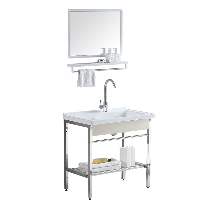 Soporte de acero inoxidable de cerámica lavabo balcón profundización fregadero lavabo con lavabo