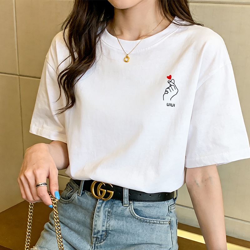 Short-Sleeved T-Shirt for Women, Large Size, Summer, Pure Cotton, New Style, Loose Fit, Slimming, White T-Shirt, Top, Base Shirt, Trendy on Instagram Short-Sleeved T-Shirt for Women, Large Size, Summer, Pure Cotton, New Style, Loose Fit, Slimming, White T-Shirt, Top, Base Shirt, Trendy on Instagram
