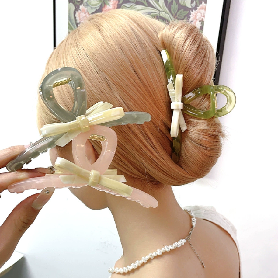 Big hairgrip, universal crab pin with bow, base shark, hair accessory, high-quality style