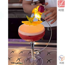 酒吧百科 火焰玫瑰酒杯 网红火烧变玫瑰鸡尾酒杯分子料理装饰屿锐