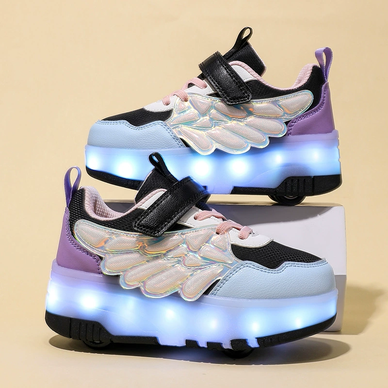 Детские модные неоновые светящиеся кроссовки, sneakers, ролики для мужчин и женщин