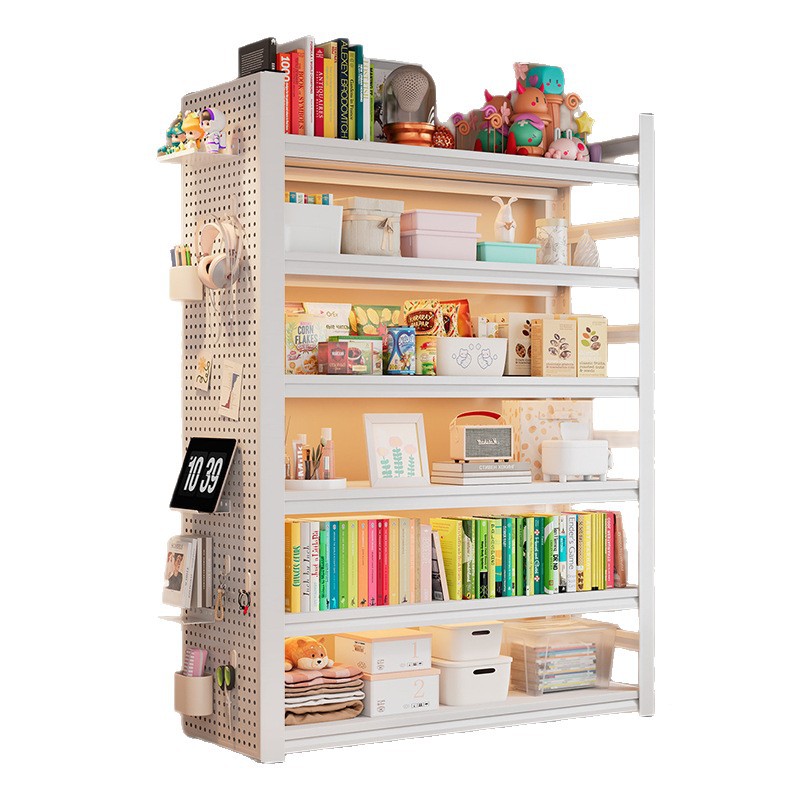 Estante de libros de hierro forjado estante de piso estante de libros domésticos multicapa simple estante de libros de acero estante de estudiantes sala de estar