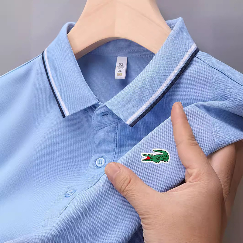 Men's Polo Shirt New Crocodile Embroider Loose Short-Sleeved T-Shirt Men's Summer Business Casual Short-Sleeved