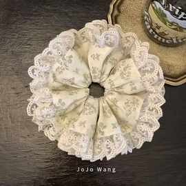 清新小碎花拼接蕾丝花边大号发圈女新款精致发绳边少女法式大肠圈