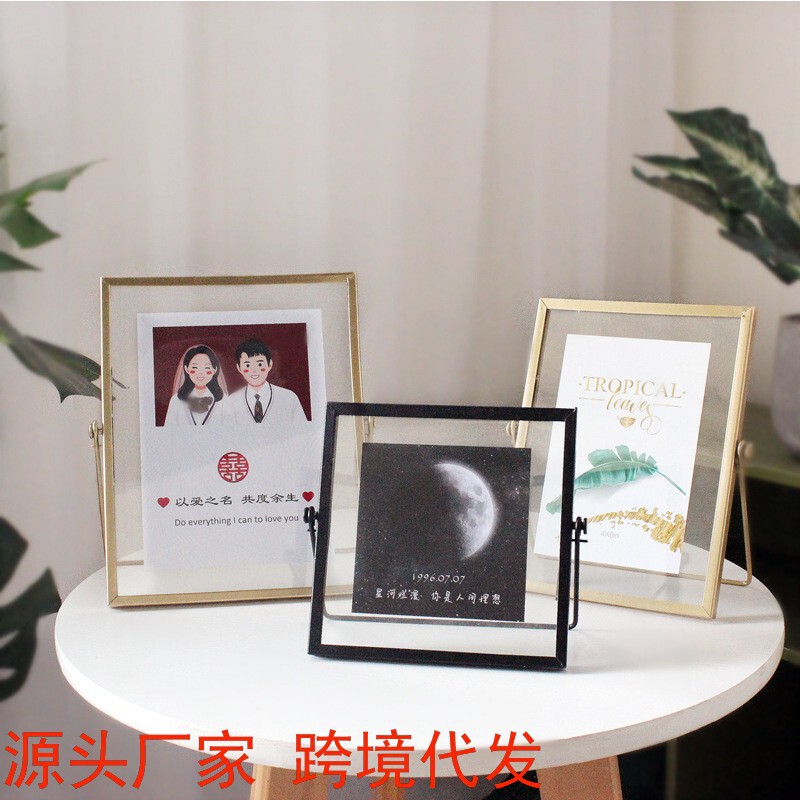 Metal photo frame European-style golden iron picture frame 467-inch three-dimensional glass photo frame decoration photo frame cross-border wholesale