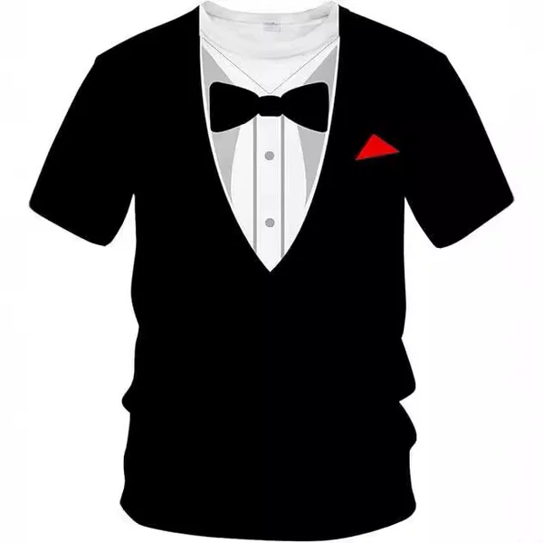 2024 Cross Border Tuxedo T-shirt Men's Tux Clothing suit and Tie T-shirt Gift T-shirt