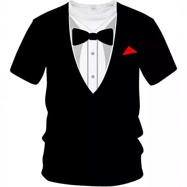 2024 Cross Border Tuxedo t Shirt Men's Tux Clothing Set and Tie t Shirt Gift t Shirt