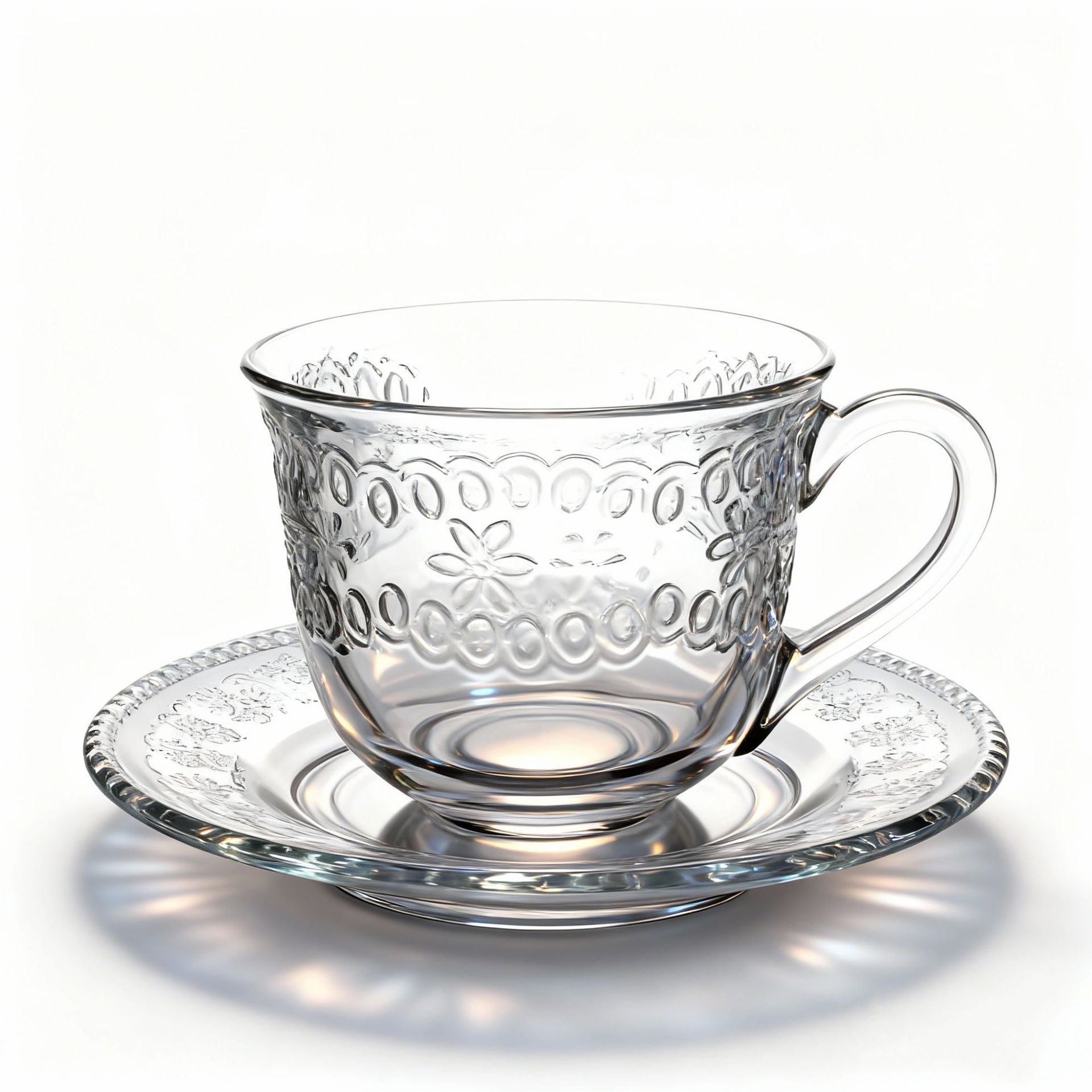 Taza de café de vidrio al por mayor con mango, taza de café espresso italiana, plato, taza de leche transparente, taza de té de flores