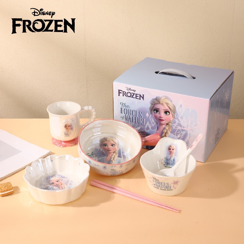 Wholesale High-End Souvenirs Disney Ceramic Tableware Set for One Person, Six-Piece Set for Home Rice Bowls and Plates