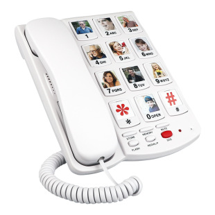 Wired telephone landline elderly machine double-key dialing SOS for help large button volume replaceable photo
