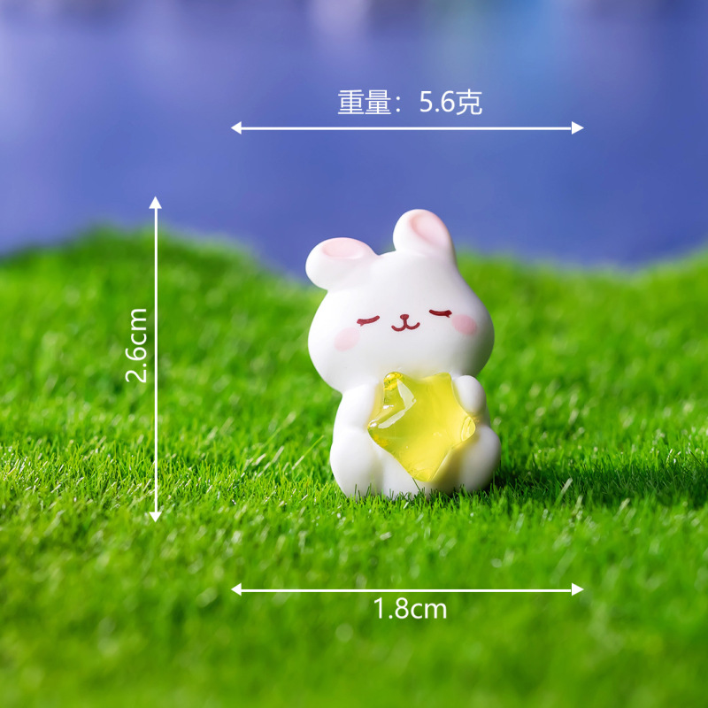 创意可爱太空星月小兔公仔萌粒 diy装饰品挂配件微景观桌面小摆件|undefined