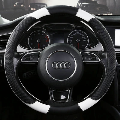2025 new car steering wheel cover leather sports non-slip four seasons available handle cover manufacturers direct supply on behalf of hair (Universal seat cover) - ivory-round