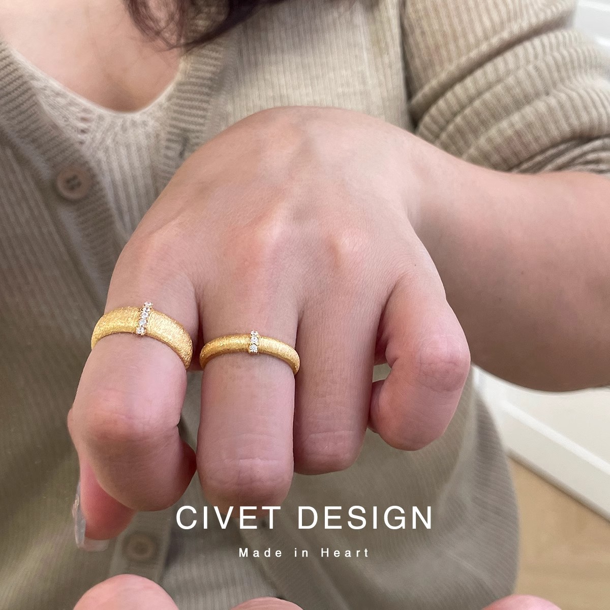 Brushed Dot Diamond Satin Ring Medieval Vintage Retro Unique Niche Design High-End Ring for Women