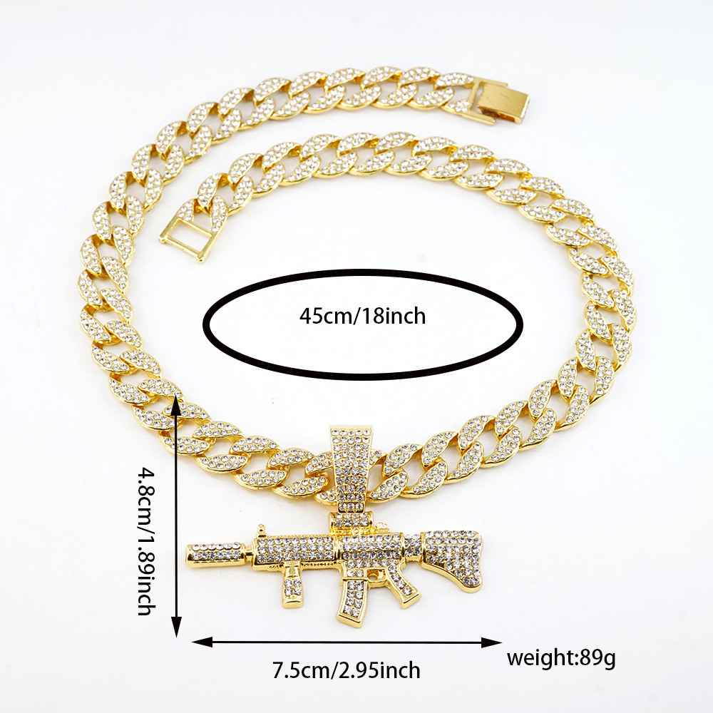 Hip-hop transfronterizo M4 colgante de diamante completo collar cubano para hombres cool nicho con accesorios de venta caliente de personalidad europea y americana image 5