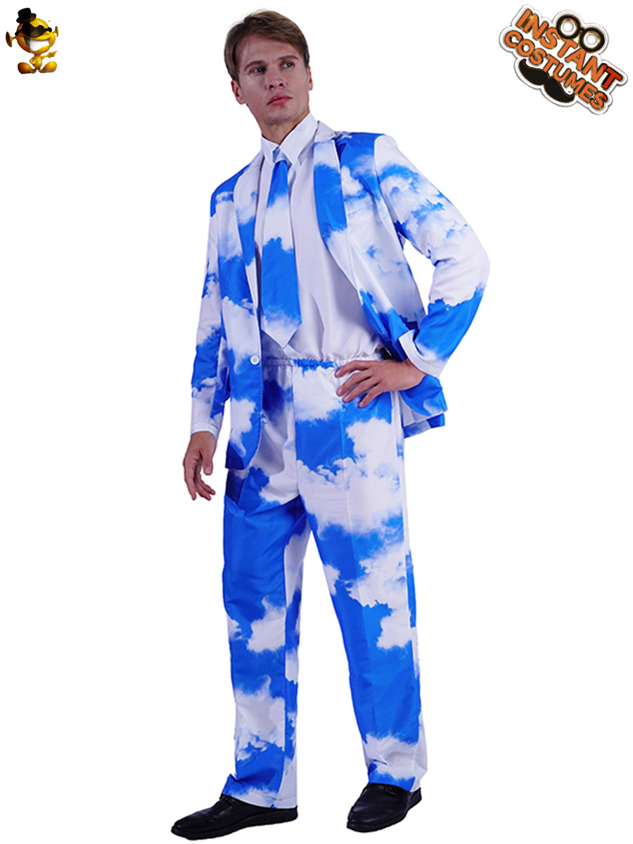 Traje de Halloween de los hombres de cielo azul y nubes blancas traje colorido traje Cosplay traje