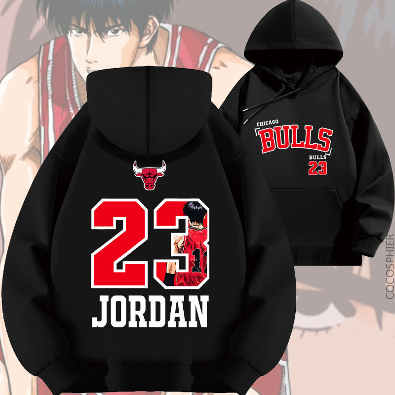 Slam Dunk Rukawa Kaede Joe Boss No. 23 Printed Hooded Sweatshirt Trendy Loose Autumn Fleece Thickened Basketball Clothing