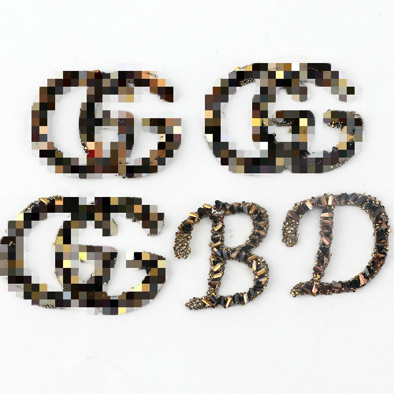 厂家直销潮流字母水晶双G配件批发烫图烫钻服装辅料水晶背胶钻饰