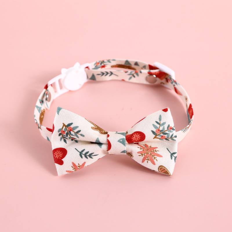 Collar de arco de mascota ajustable anti-asfixia Papá Noel guirnaldas collar de gato perro bib