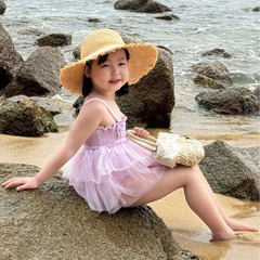 2024 New Style Western-Style Gauzy One-Piece Swimsuit for Girls & Baby Girls — Perfect for Summer and Hot Springs Resorts