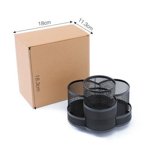 Plum blossom metal rotating pen holder ornaments wholesale pen holder makeup brush storage bucket desktop multi-functional iron mesh pen holder