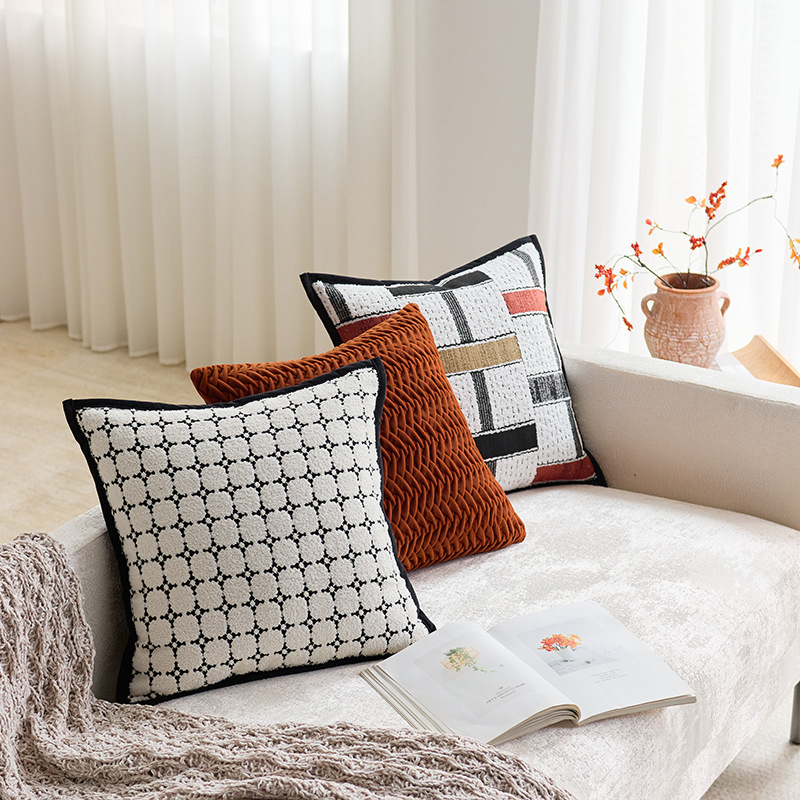 Casas transfronterizas modernas y simples jacquard almohada de hotel modelo de habitación decoración cojín cubierta de sofá sala de estar almohada cubierta