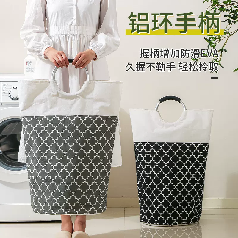 跨境折叠脏衣篮浴室大容量布艺换洗衣服收纳桶灯笼印花脏衣篓批发