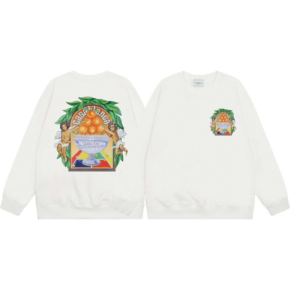 Marca de moda transfronteriza Casablanca letras de Casablanca impresión de color 380g lazo camiseta de cuello redondo