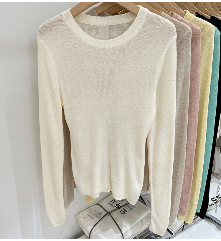 315g Weight Long Sleeve Sleeve Length Pullovers Placket Type Spandex, Polyester Fabric Type Short Top Length Knitwear Tops Type Daily Occasion Round Neck Neckline Slim Fit Type Solid Color Pattern Spring, Autumn Season Women's Gender Casual, Simple Style Style Wholesale Women's Casual Simple Style Solid Color Long Sleeve Sweaters & Cardigans 4