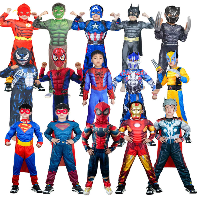 Children's Captain America Spider-Man Iron Man Costumes Hulk Optimus Prime Halloween Cosplay Costumes for Boys