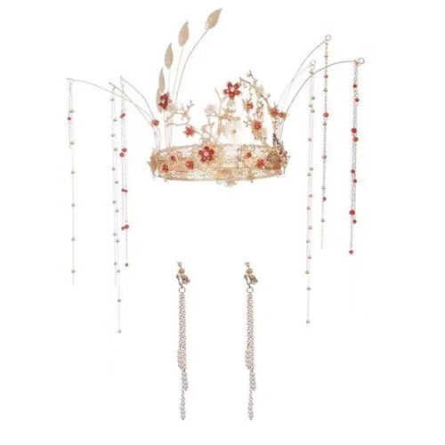 Hanfu headwear hair crown women's ancient style simple hair accessories Wei and Jin Dynasty costume phoenix crown retro tassel hairpin hairpin