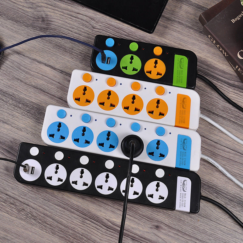 Multi-interruptor color negro azul naranja Birmania Camboya Tailandia enchufe USB placa de enchufe fila