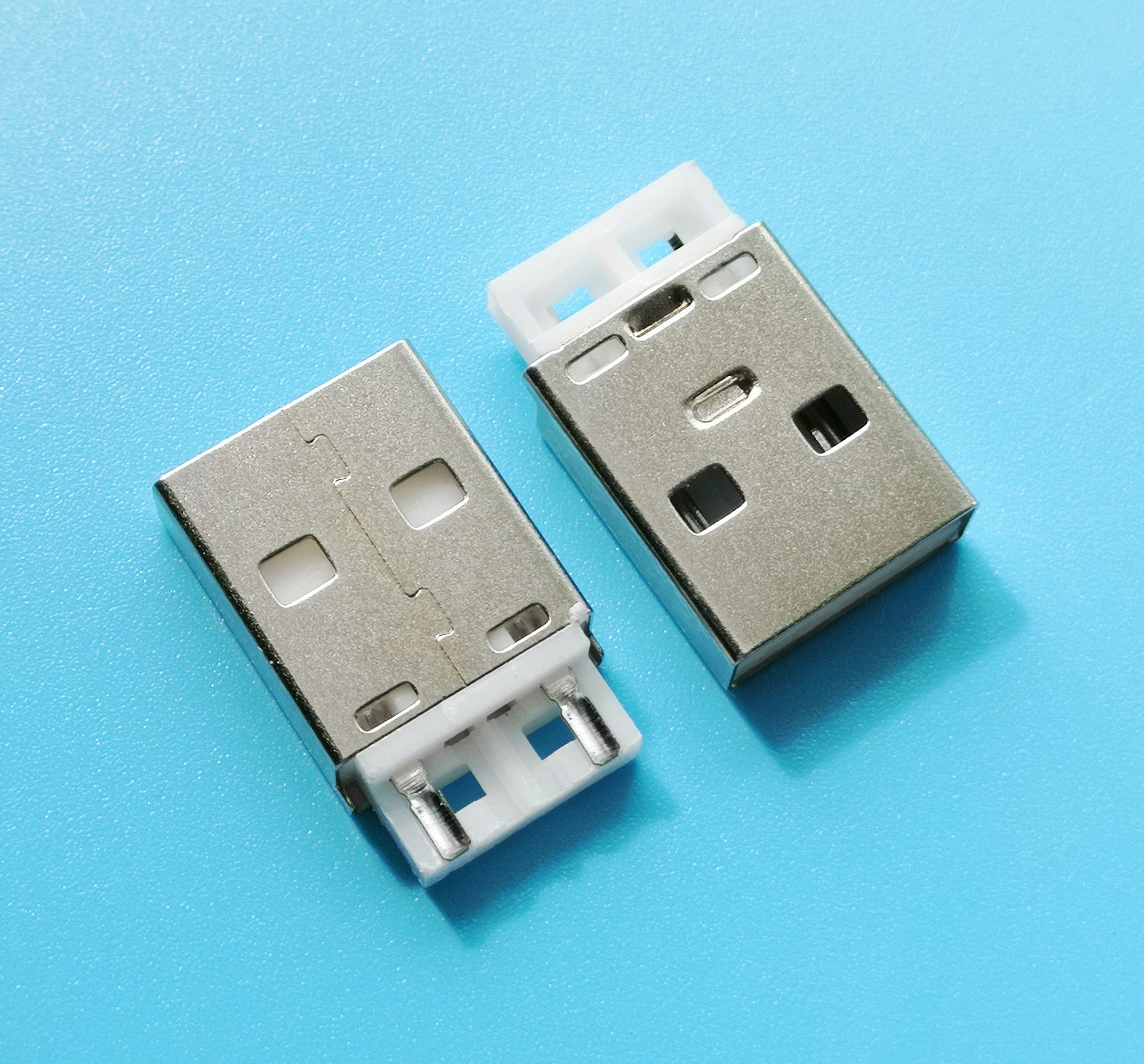 USB2.0 A公短体公头防开口铁壳镀镍PBT白胶铜端镀金usb插头-阿里巴巴