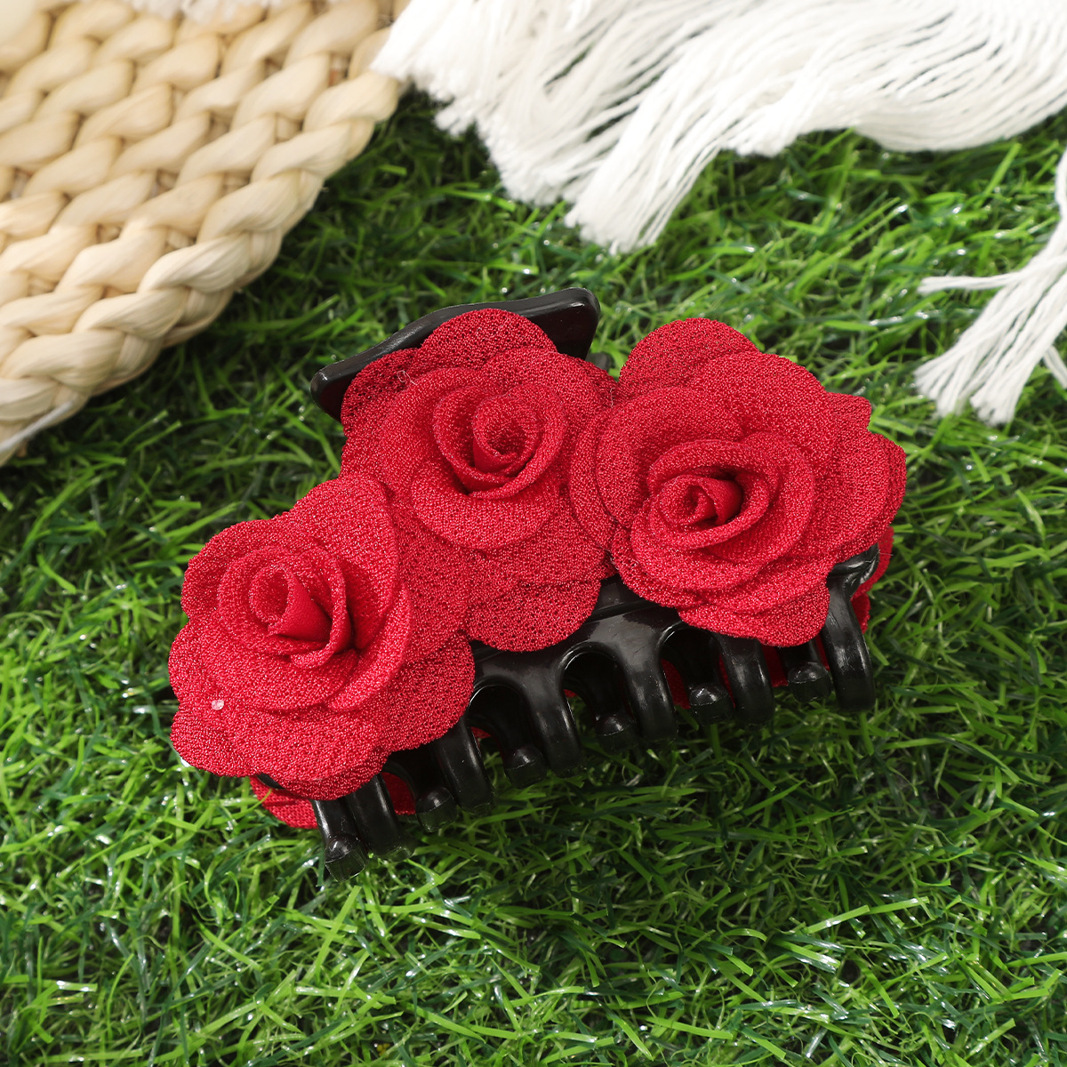 50g Weight Hair Claws Hair Accessories Type 1 Piece Quantity Tea Party, Shopping Occasion Cloth Material Rose Pattern All Seasons Season Women's Gender Elegant Style Elegant Women's Rose Cloth Hair Claws 9