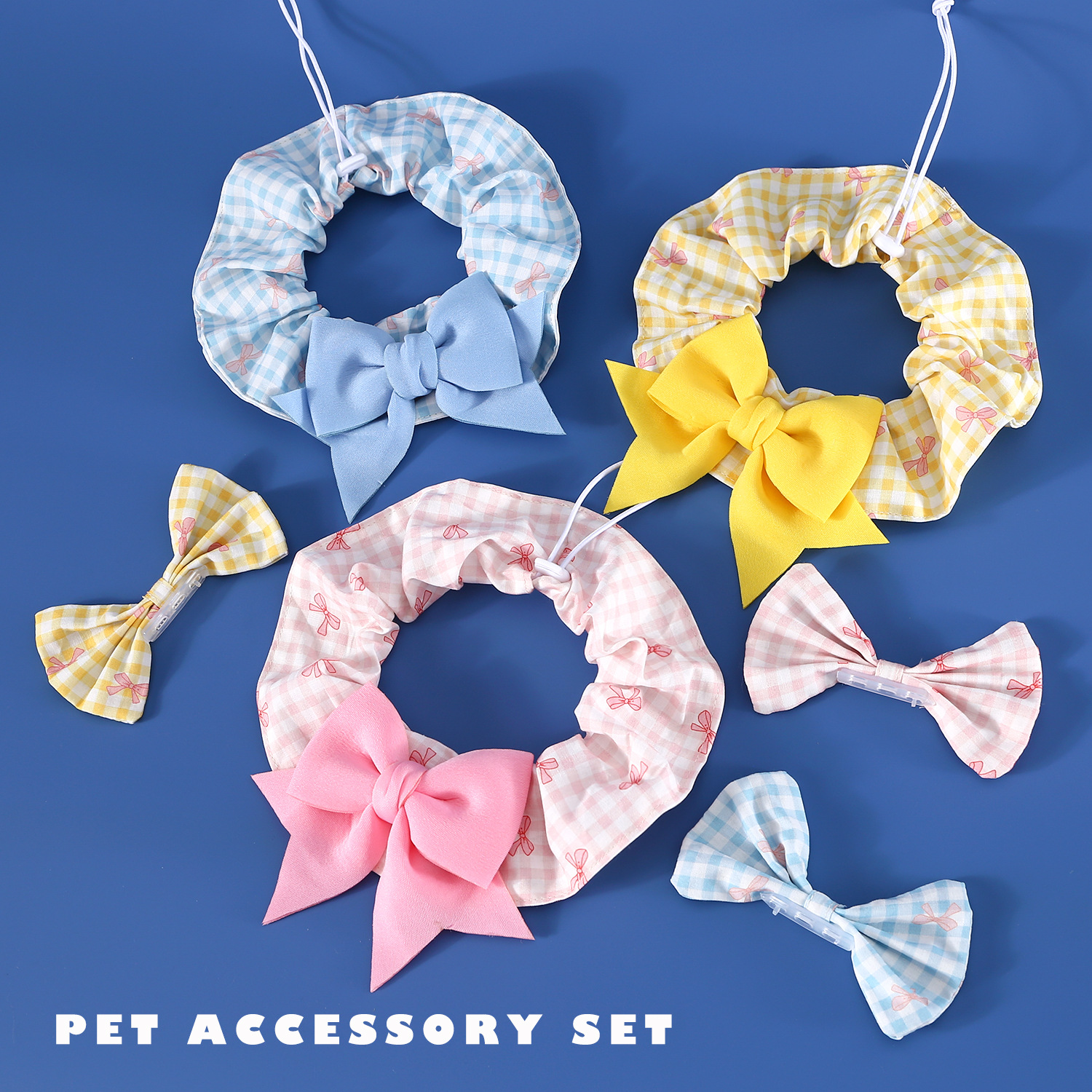 Pet gorra de encaje cuadrícula arco collar brazalete de cabello dorado grande orejas de cabello largo perro orejas descubiertas image 4